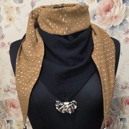 FOULARD REVERSIBLE - noir, camel